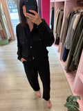 S.C. - PANTALONE TUTA A OVETTO IN MODAL NERO