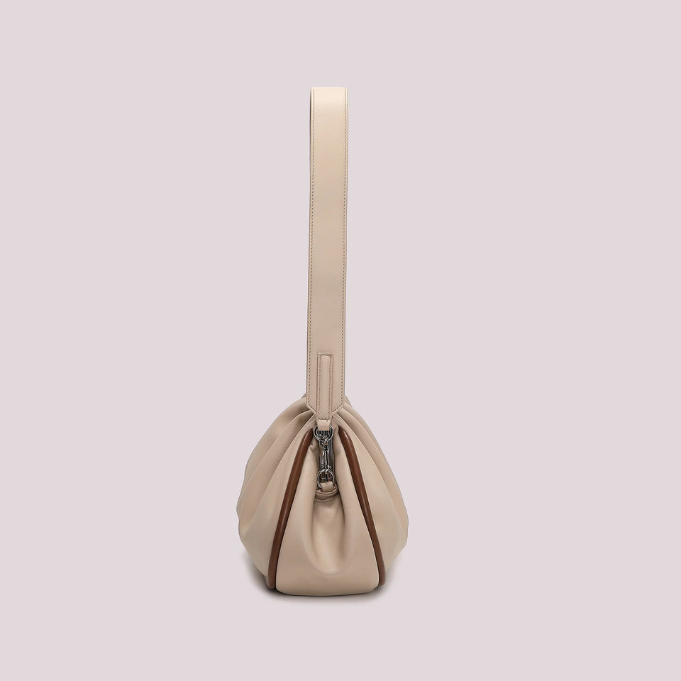 MIMÌ - BORSA CLUTCH MORBIDA CON CHIUSURA A SFERE BEIGE