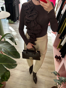 IMPERIAL - MAGLIA CON VOLANT FONDENTE