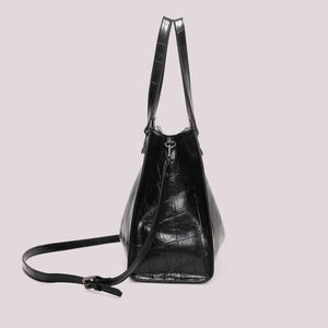 MIMÌ - BORSA SHOPPER EFFETTO COCCO NERA