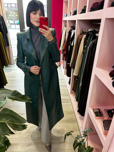 KOSTUMN - TRENCH ECOPELLE VERDE BRILLANTE