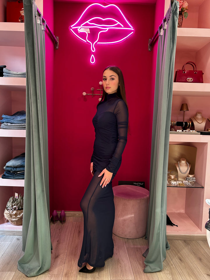 KOSTUMN - ABITO LUNGO IN TULLE BLU NOTTE