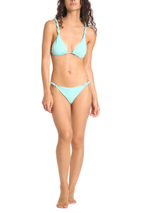 BIKINI TRIANGOLO CON LACCI INTRECCIATI VERDE ACQUA - COTAZUR