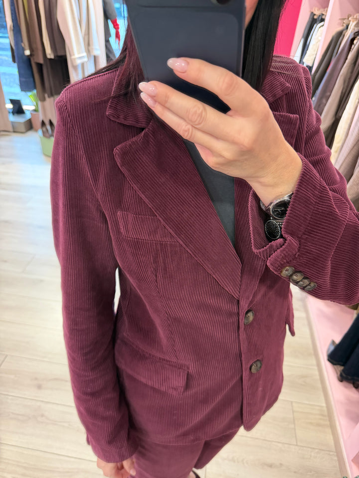 MOTEL - BLAZER MONOPETTO IN VELLUTO ROCCIATORE BURGUNDY