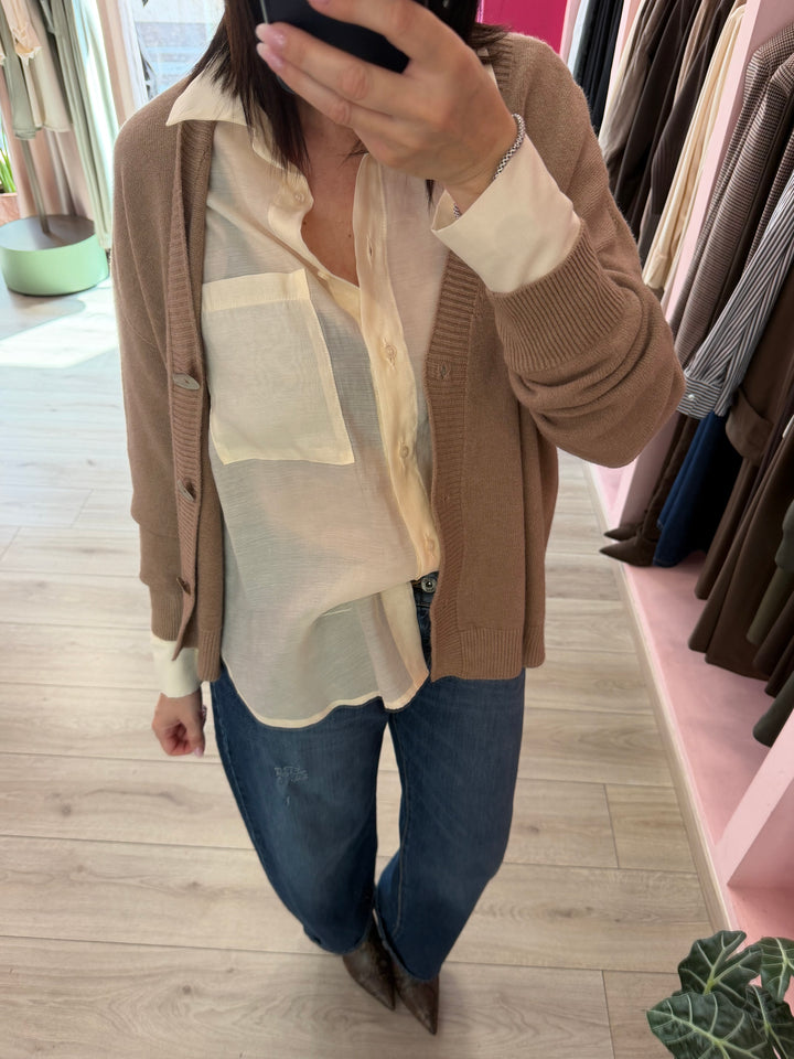IMPERIAL - CARDIGAN CAMMELLO CON BOTTONI