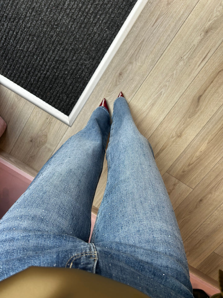 MIMÌ MUÁ - JEANS MICRO STRASS BLUE DENIM