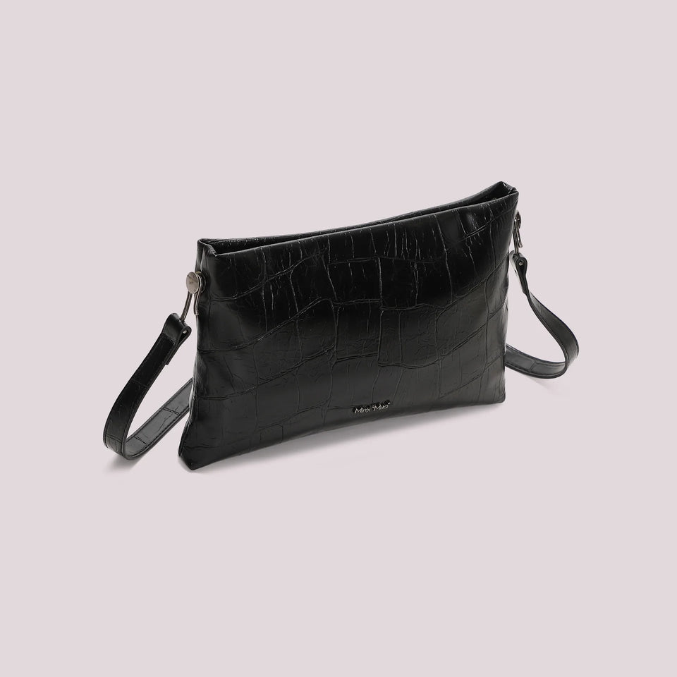 MIMÌ - BORSA A BUSTA EFFETTO COCCO NERA