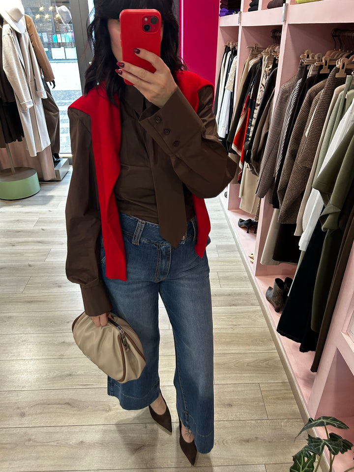 MOTEL - JEANS ELASTICIZZATO A PALAZZO CON RISVOLTO