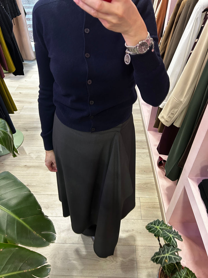 TENSIONE IN - CARDIGAN 100% LANA BLU NAVY