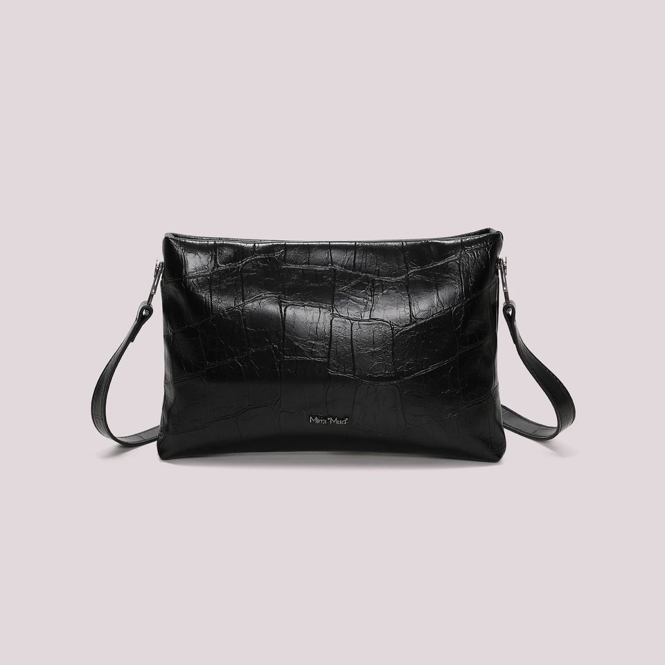MIMÌ - BORSA A BUSTA EFFETTO COCCO NERA