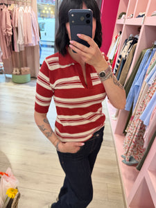 MOTEL - POLO IN MAGLIA RIGATA ROSSA