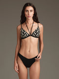 BIKINI TRIANGOLO MAGLIA ZIG-ZAG CON SLIP NERO - COTAZUR