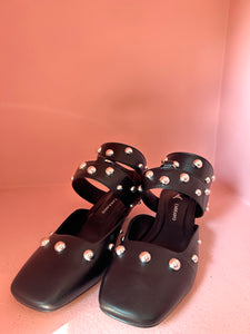 CARRANO - BALLERINE IN PELLE CON BORCHIE