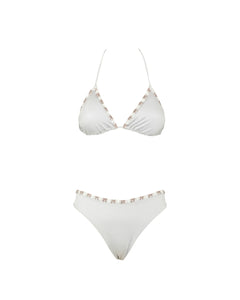 BIKINI TRIANGOLO CON BORDI VOLANT BIANCO - COTAZUR