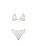 BIKINI TRIANGOLO CON BORDI VOLANT BIANCO - COTAZUR