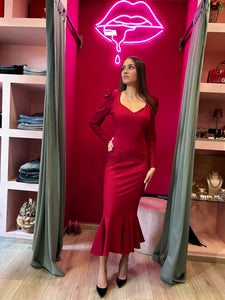 DRAMEÈ- ABITO MIDI A SIRENA ROSSO