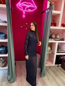 KOSTUMN - ABITO LUNGO IN TULLE BLU NOTTE