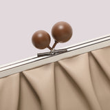 MIMÌ - BORSA CLUTCH MORBIDA CON CHIUSURA A SFERE BEIGE