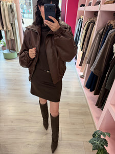 KOSTUMN - BOMBER ECOPELLE OVERSIZE CIOCCOLATO
