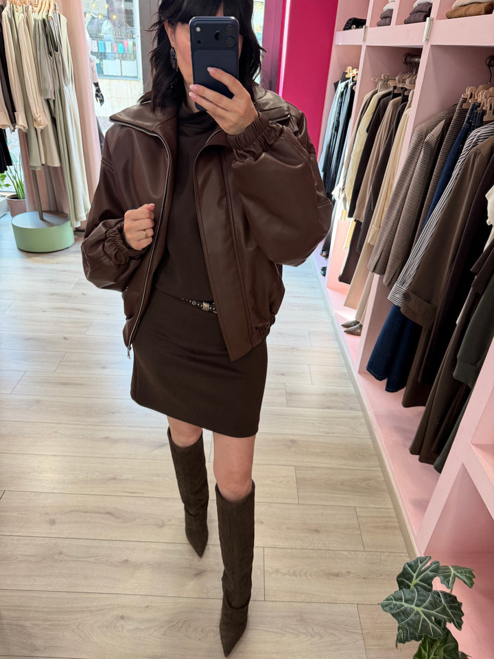 KOSTUMN - BOMBER ECOPELLE OVERSIZE CIOCCOLATO