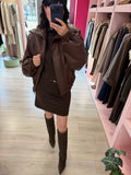 KOSTUMN - BOMBER ECOPELLE OVERSIZE CIOCCOLATO