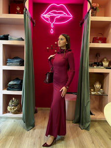 REVISE - ABITO LUNGO CON DETTAGLI BORDEAUX