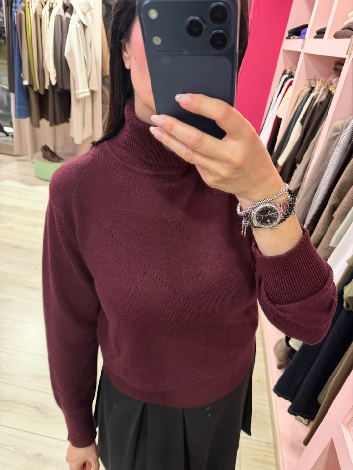 MIMÌ - MAGLIONE DOLCEVITA MOTIVO TRAFORATO