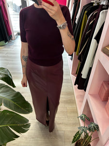 KOSTUMN - GONNA LONGUETTE ECOPELLE BURGUNDY