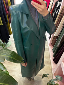 KOSTUMN - TRENCH ECOPELLE VERDE BRILLANTE