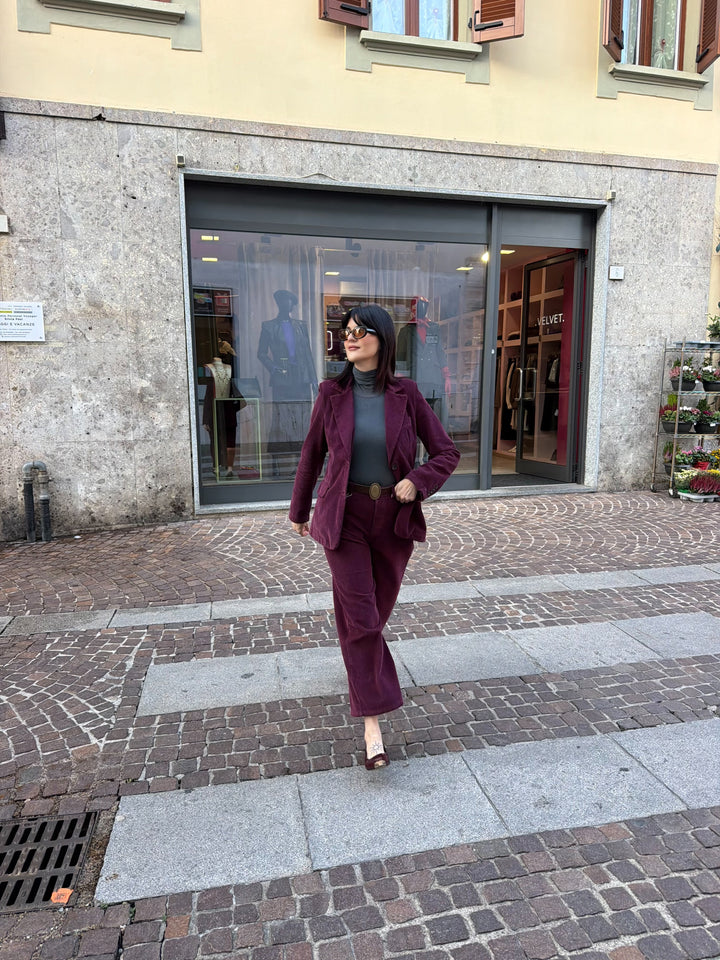 MOTEL - PANTALONE MOD. TOM VELLUTO BURGUNDY