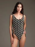 COSTUME INTERO CON LACCI LATERALI MOTIVO ZIG-ZAG - COTAZUR