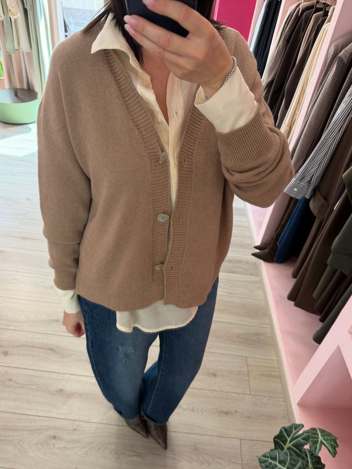 IMPERIAL - CARDIGAN CAMMELLO CON BOTTONI