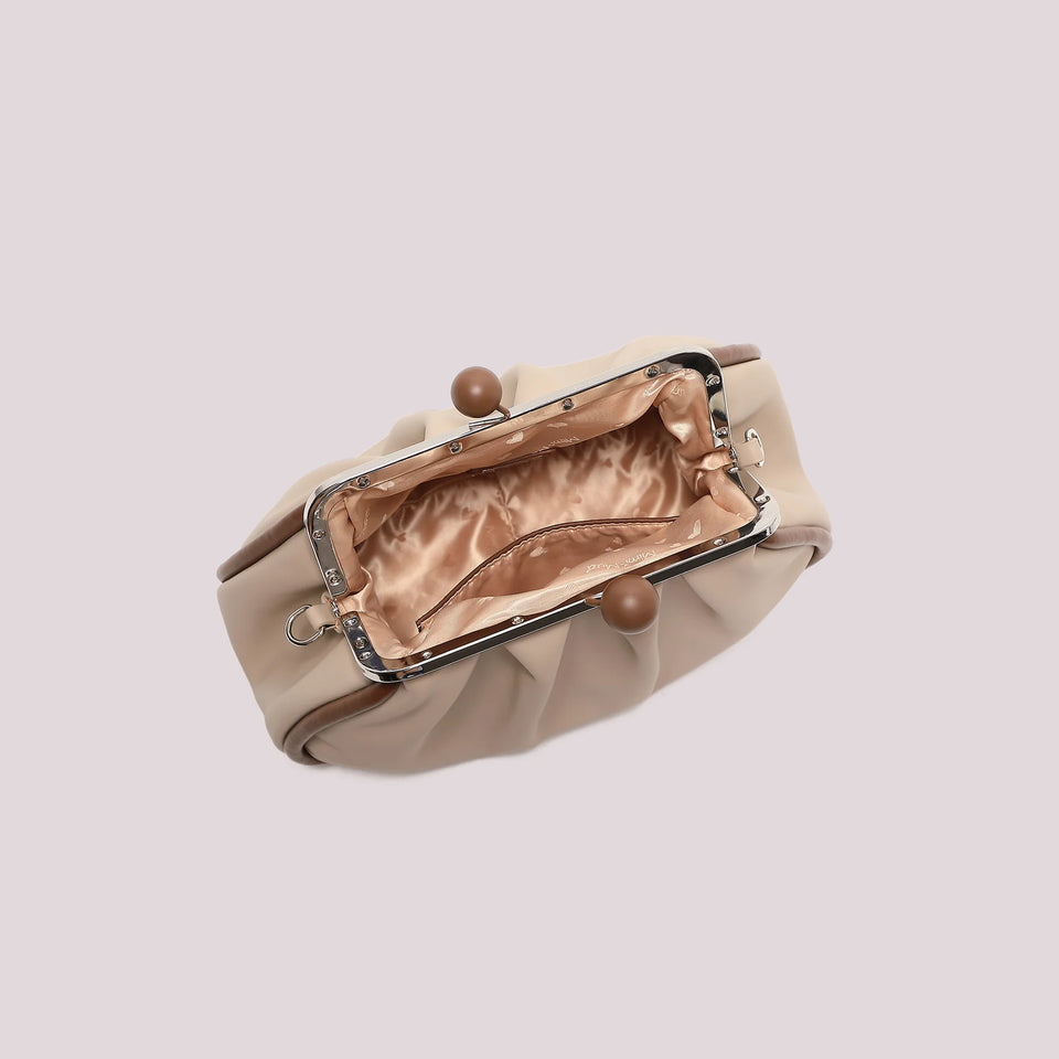 MIMÌ - BORSA CLUTCH MORBIDA CON CHIUSURA A SFERE BEIGE