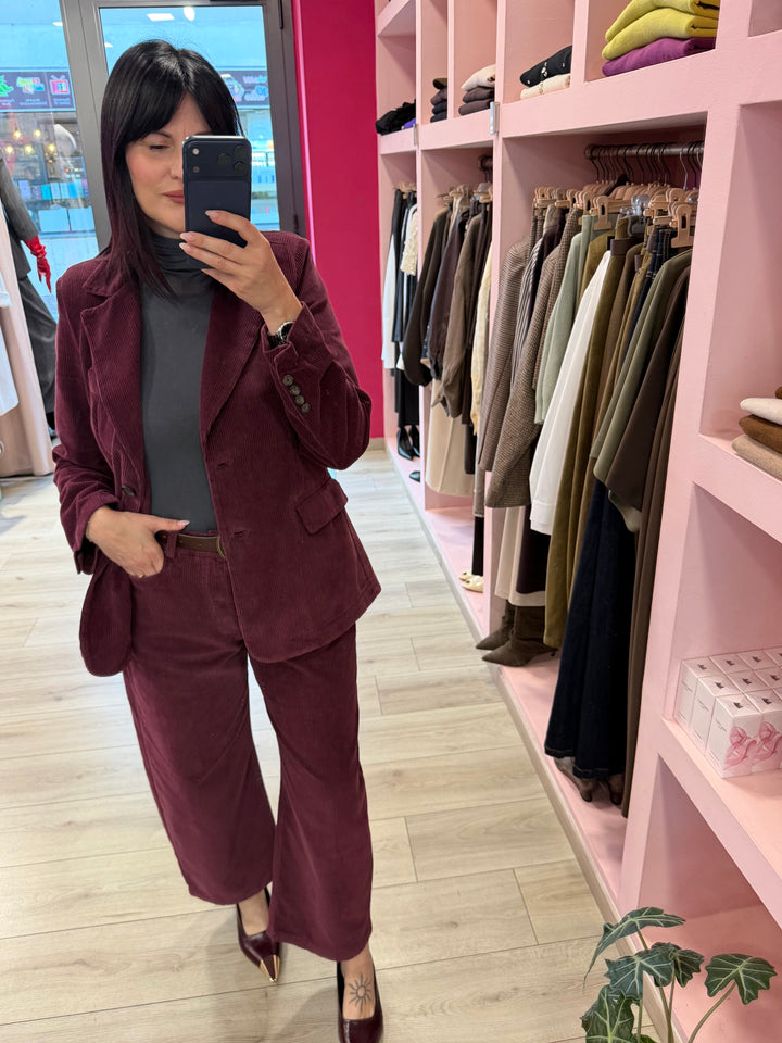 MOTEL - BLAZER MONOPETTO IN VELLUTO ROCCIATORE BURGUNDY