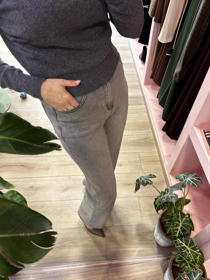 MIMÌ MUÁ - JEANS MICRO STRASS GREY