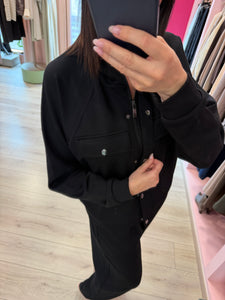 S.C. - PANTALONE TUTA A OVETTO IN MODAL NERO
