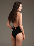 COSTUME INTERO IN MAGLIA DEVOREE CON DETTAGLIO CENTRALE NERO - COTAZUR