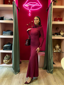 REVISE - ABITO LUNGO CON DETTAGLI BORDEAUX