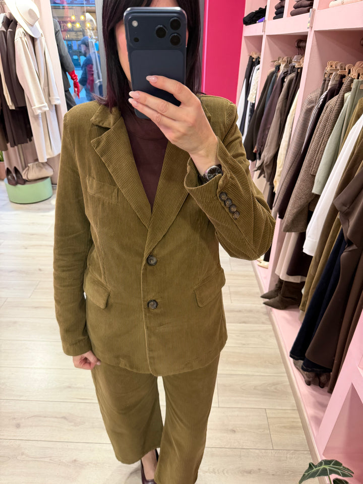 MOTEL - BLAZER MONOPETTO IN VELLUTO ROCCIATORE OLIO
