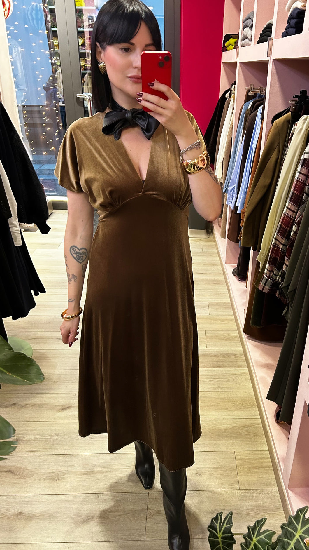 H2O - ABITO MIDI VELVET CANNELLA