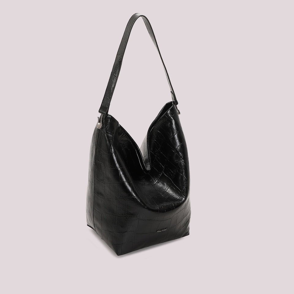 MIMÌ - BORSA A SACCA EFFETTO COCCO NERA