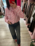 KOSTUMN - CAMICIA A RIGHE CON CRAVATTA E RICAMO