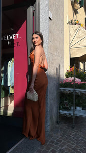 DRAMÉE - ABITO IN RASO RAME