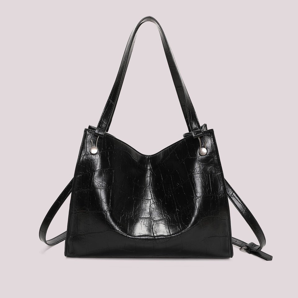 MIMÌ - BORSA SHOPPER EFFETTO COCCO NERA