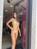 4GIVENESS - TOP CON ANELLI E SLIP A V GIALLO