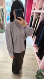 H2O - CAMICIA RIGATA CON SCOLLO ALLA COREANA