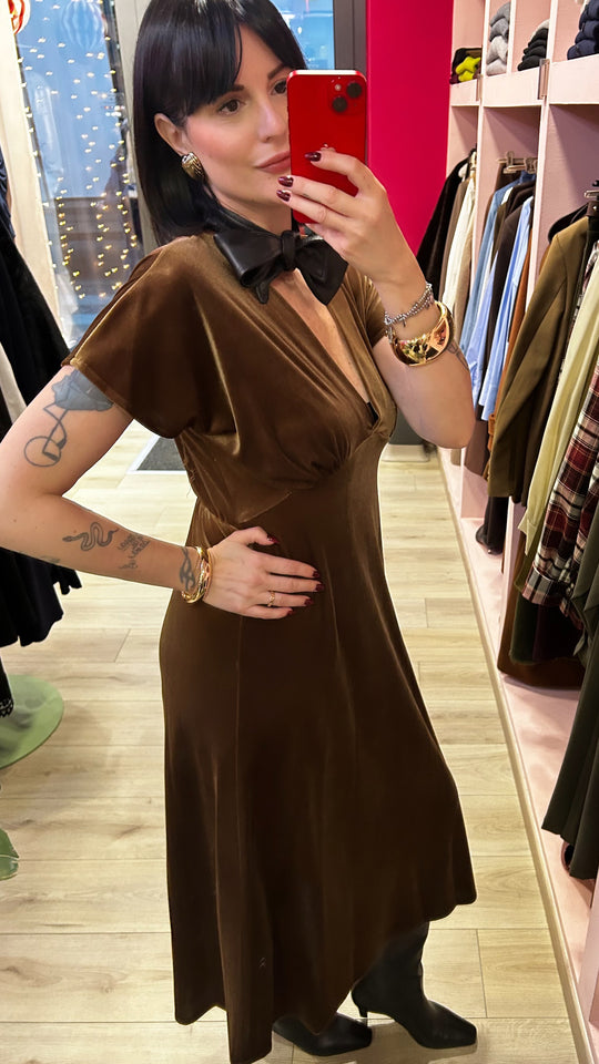 H2O - ABITO MIDI VELVET CANNELLA