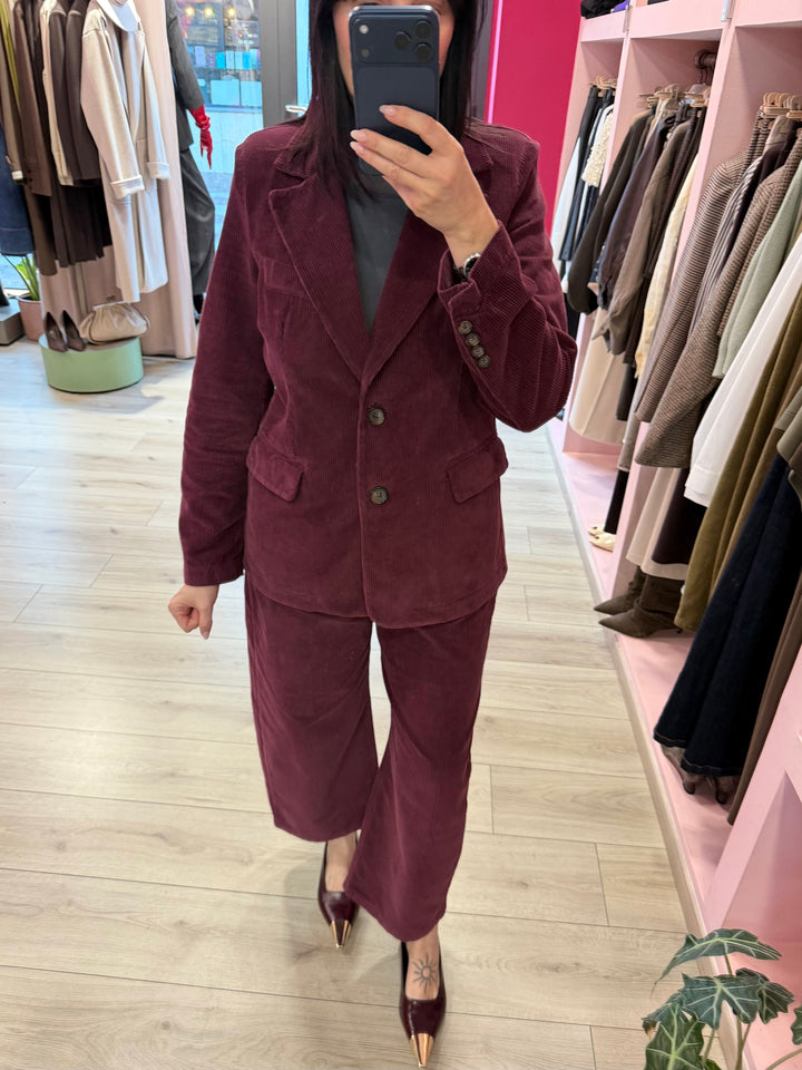MOTEL - BLAZER MONOPETTO IN VELLUTO ROCCIATORE BURGUNDY