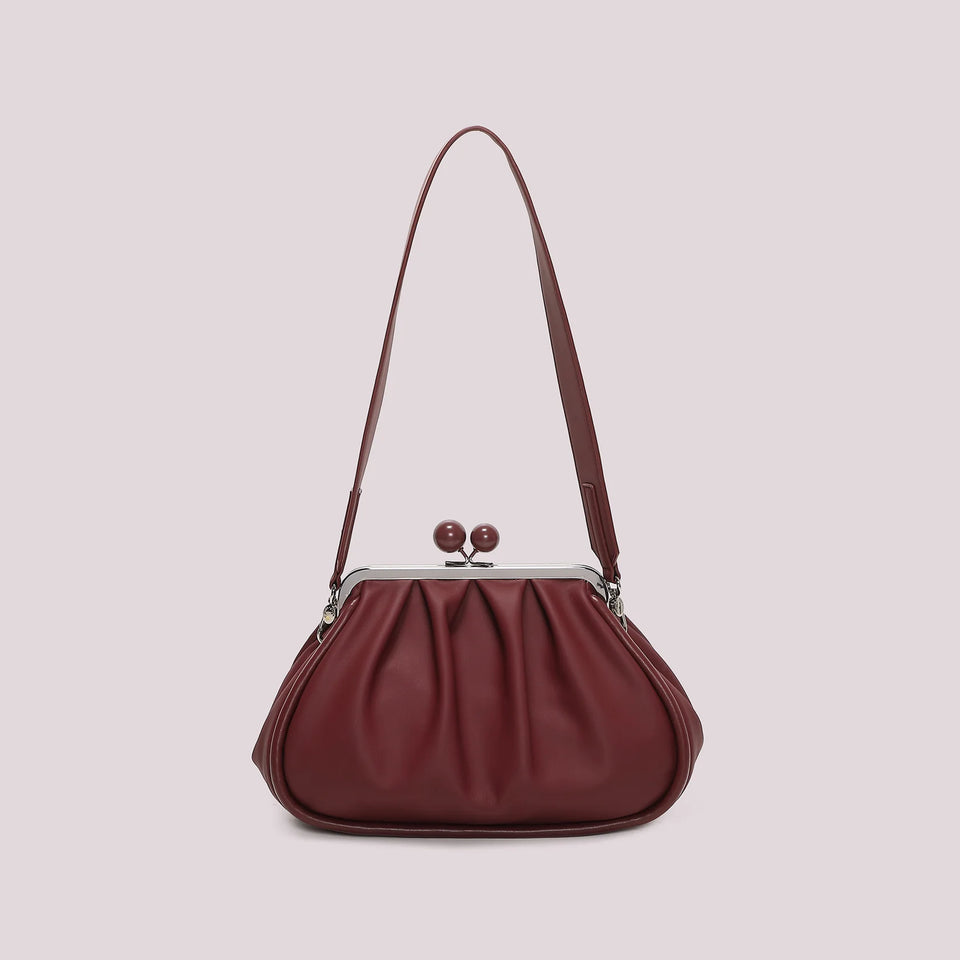 MIMÌ - BORSA CLUTCH MORBIDA CON CHIUSURA A SFERE BORDEAUX