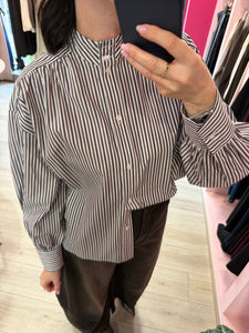 H2O - CAMICIA RIGATA CON SCOLLO ALLA COREANA
